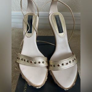 Steve Madden Luxe Ornate Gold Leather heels